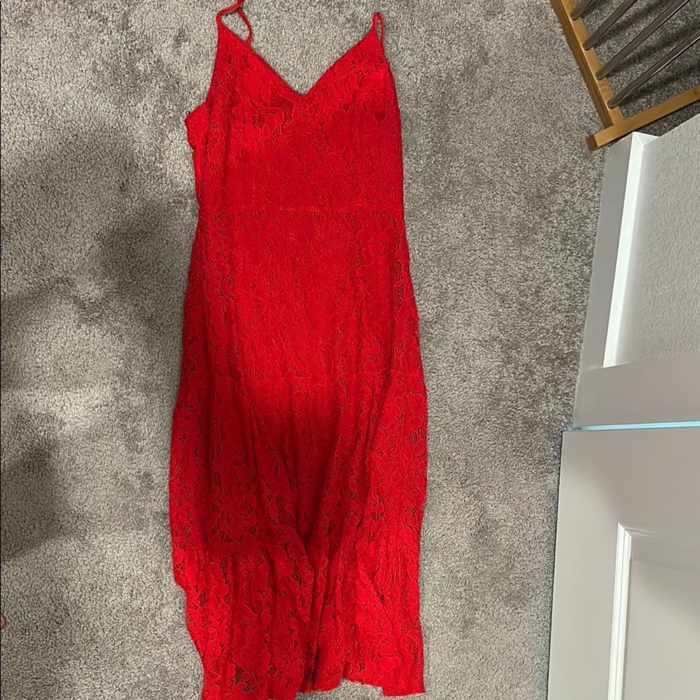 Lulu's Red Spaghetti Strap Midi Sundress